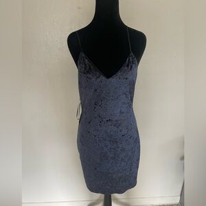 NWT Jonesy DailyLook Elite Blue Crushed Velvet Mini Dress - Size S
